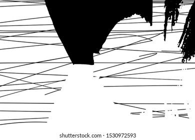 Distressed background in black and white texture with dots, spots, scratches and lines. Abstract vector illustration.