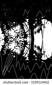 Distressed background in black and white texture with dots, spots, scratches and lines. Abstract vector illustration.