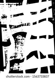 Distressed background in black and white texture with dots, spots, scratches and lines. Abstract vector illustration