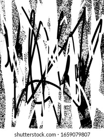 Distressed background in black and white texture with spots, scratches and lines. Abstract vector illustration