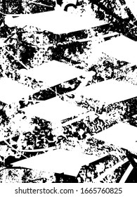 Fondo perturbado en textura en blanco y negro con manchas, arañazos y líneas. Ilustración de vector abstracto