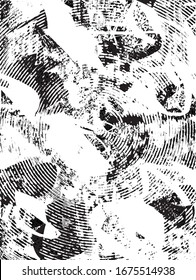 Distressed background in black and white texture with spots, scratches and lines. Abstract vector illustration