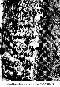 Fondo perturbado en textura en blanco y negro con manchas, arañazos y líneas. Ilustración de vector abstracto