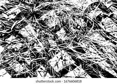 Distressed background in black and white texture with spots, scratches and lines. Abstract vector illustration