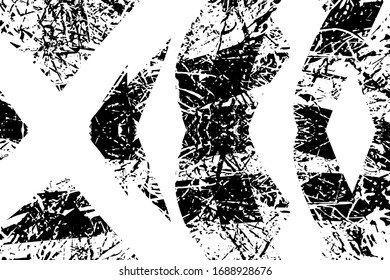 Unterdrückter Hintergrund in schwarz-weißer Textur mit Gras, Flecken, Kratzern und Linien. Abstrakte Vektorillustration-Illustration