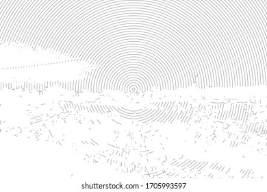 Fondo perturbado en textura en blanco y negro con puntos, puntos, rayas y líneas. Ilustración de vector abstracto