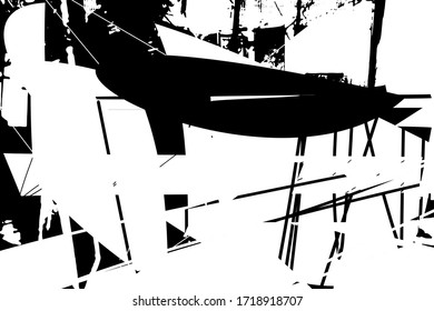 Fondo perturbado en textura en blanco y negro con hierba, arañazos y líneas. Ilustración de vector abstracto