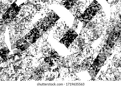 Fondo perturbado en textura en blanco y negro con hierba, arañazos y líneas. Ilustración abstracta vectorial.