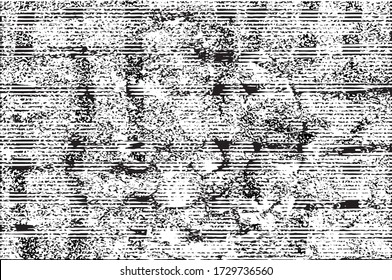 Distressed background in black and white texture with dots, spots, scratches and lines. Abstract vector illustration