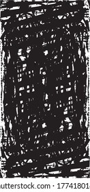 Distressed background in black and white texture with dots, spots, scratches and lines. Abstract vector illustration.