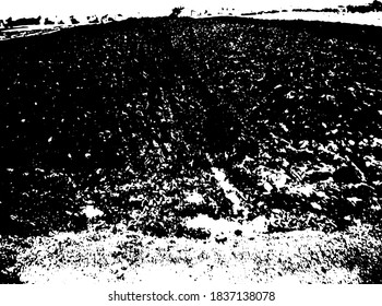 Fondo perturbado en textura en blanco y negro con puntos, puntos, arañazos y líneas. Ilustración del vector abstracto
