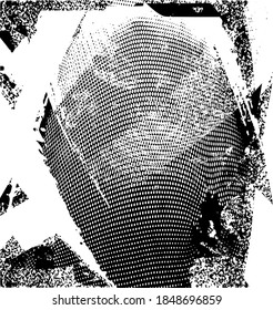 Fondo perturbado en negro y textura blanca con puntos, puntos, arañazos y líneas. Ilustración del vector abstracto.