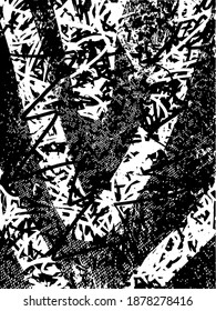 Distressed background in black and white texture with dots, spots, scratches, and lines. Abstract vector illustration.
