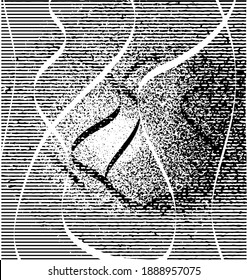 Distressed background in black and white texture with dots, spots, scratches, and lines. Abstract vector illustration.