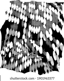 Distressed background in black and white texture with dots, spots, scratches, and lines. Abstract vector illustration.