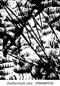 Fondo perturbado en textura en blanco y negro con puntos, puntos, arañazos y líneas. Ilustración del vector abstracto.