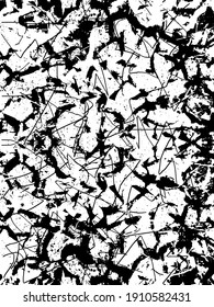 Distressed background in black and white texture with dots, spots, scratches, and lines. Abstract vector illustration.