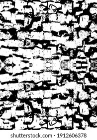 Distressed background in black and white texture with dots, spots, scratches, and lines. Abstract vector illustration.