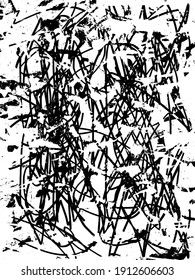 Distressed background in black and white texture with dots, spots, scratches, and lines. Abstract vector illustration.
