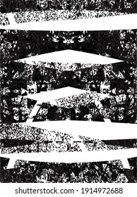 Distressed background in black and white texture with dots, spots, scratches, and lines. Abstract vector illustration.