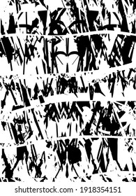 Distressed background in black and white texture with dots, spots, scratches, and lines. Abstract vector illustration.