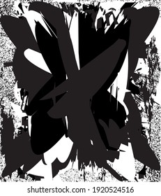 Fondo perturbado en textura en blanco y negro con puntos, puntos, arañazos y líneas. Ilustración del vector abstracto.