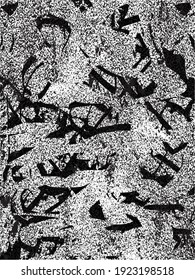 Distressed background in black and white texture with dots, spots, scratches, and lines. Abstract vector illustration.