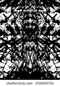Distressed background in black and white texture with dots, spots, scratches, and lines. Abstract vector illustration.