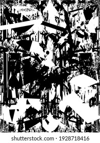 Distressed background in black and white texture with dots, spots, scratches, and lines. Abstract vector illustration.