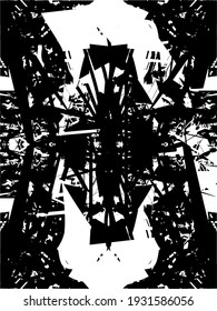 Distressed background in black and white texture with dots, spots, scratches, and lines. Abstract vector illustration.