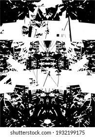 Distressed background in black and white texture with dots, spots, scratches, and lines. Abstract vector illustration.