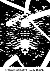 Distressed background in black and white texture with dots, spots, scratches, and lines. Abstract vector illustration.