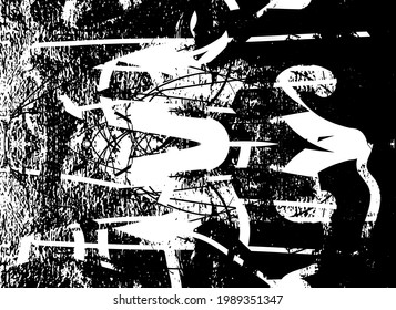 Distressed background in black and white texture with dots, spots, scratches, and lines. Abstract vector illustration.