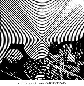 Distressed background in black and white texture with  dark spots, scratches and lines. Abstract vector illustration