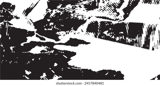 Distressed background in black and white texture with circles, spots, scratches and lines. Abstract vector illustration