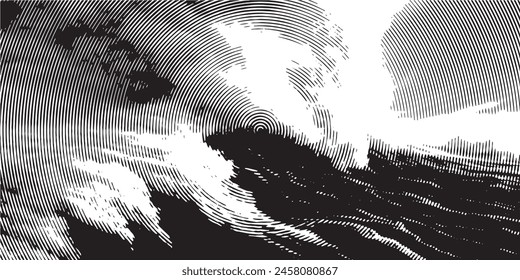 Distressed background in black and white texture with dots, spots, scratches and lines. Abstract vector illustration