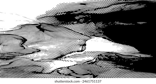 Fondo angustiado en textura en blanco y negro con manchas oscuras, arañazos y líneas. Abstractas ilustración.