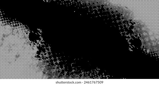 Distressed background in black and white texture with dots, spots, scratches and lines. Abstract vector illustration