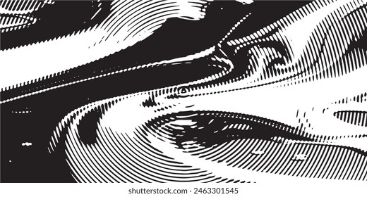 Fondo angustiado en textura en blanco y negro con círculos, manchas, arañazos y líneas. Abstractas Ilustración vectorial.