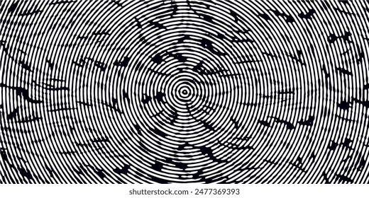 Distressed background in black and white texture with circles, spots, scratches, and lines. Abstract vector illustration.