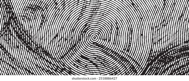 Distressed background in black and white texture with circles, spots, scratches, and lines. Abstract vector illustration.