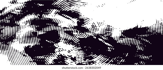 Distressed background in black and white texture with circles, spots, scratches, and lines. Abstract vector Eps 10