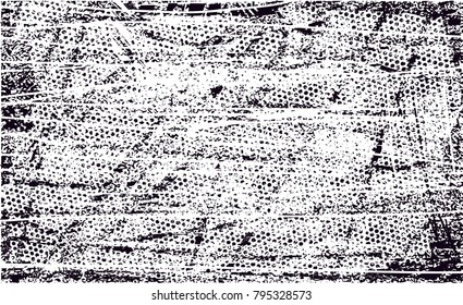  Distressed background in black and white texture with  dark spots, scratches and lines. Abstract vector illustration