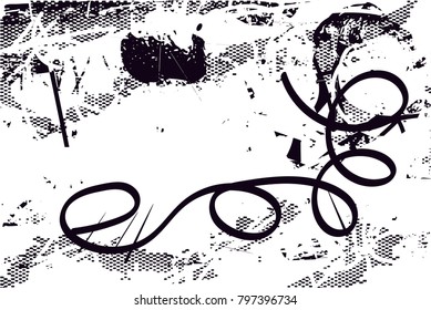 distressed background in black and white texture with  dark spots, scratches and lines. Abstract vector illustration