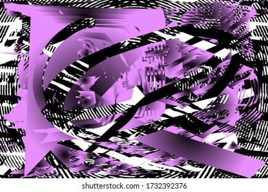 Fondo perturbado en textura negra, blanca, violeta, gris, degradado con puntos, puntos, arañazos y líneas. Ilustración del vector abstracto