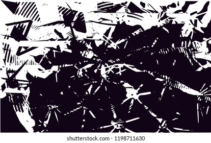 Distressed background from cacti in black and white texture with  dark spots, scratches and lines. Abstract vector illustration