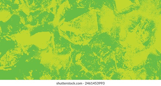 Distressed background in green texture with dots, spots, scratches and lines. Abstract vector illustration