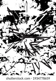Fondo molesto en textura gris y blanca con puntos, puntos, arañazos y líneas. Ilustración abstracta.