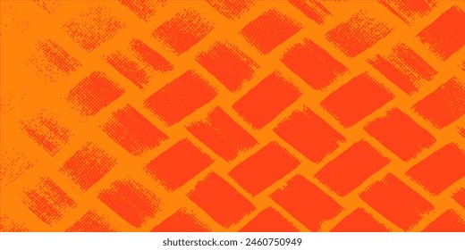 Fondo angustiado en textura naranja y roja con círculos, manchas, arañazos y líneas. Abstractas Ilustración vectorial.