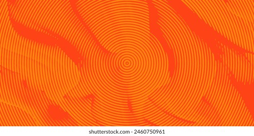 Distressed background in orange and red texture with circles, spots, scratches and lines. Abstract vector illustration.